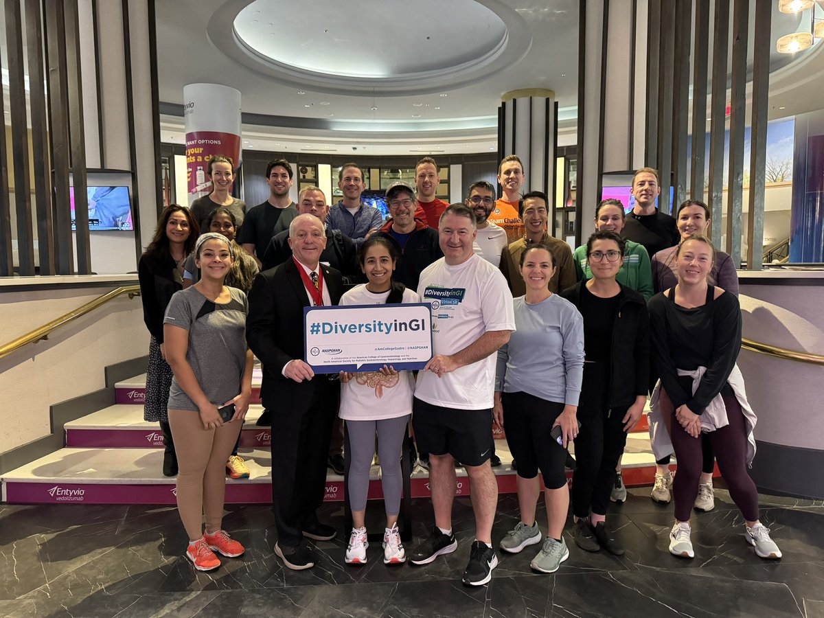 🌅👟Dedicated runners in solidarity and celebration of #DiversityinGI - early!

PR Chair Dr. Chowdhury and Co-leader Dr. Lukin are joined by ACG Prez Dr. Leighton and an incredible crew at #ACG2024
