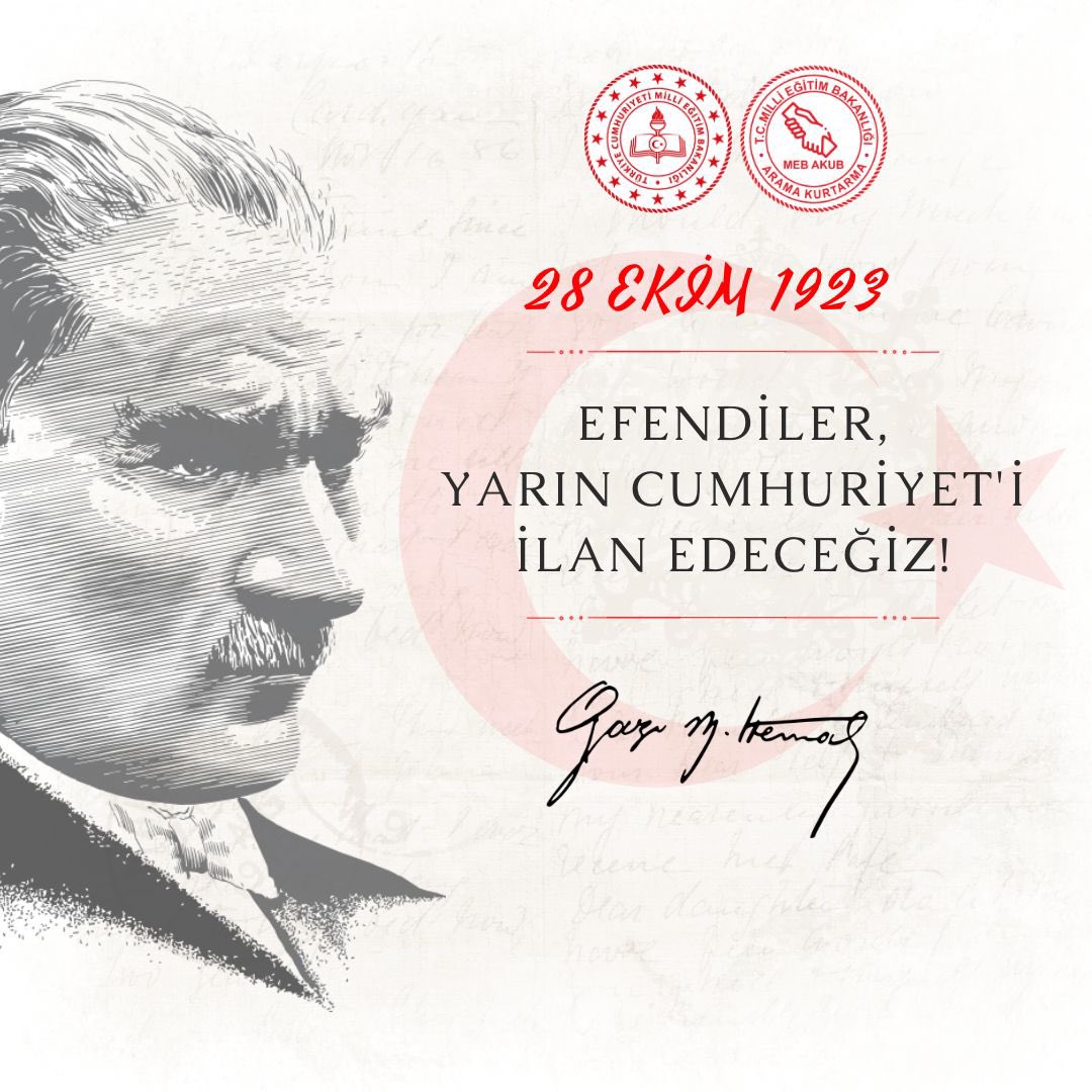mebakub's tweet photo. 29 Ekim Cumhuriyet Bayramımız Kutlu Olsun.

@tcmeb @Yusuf__Tekin @meb_dhgm
@omurfatih @mebisgb
@ozkan_meb @MetinTayarer https://t.co/SbGNES6wrA