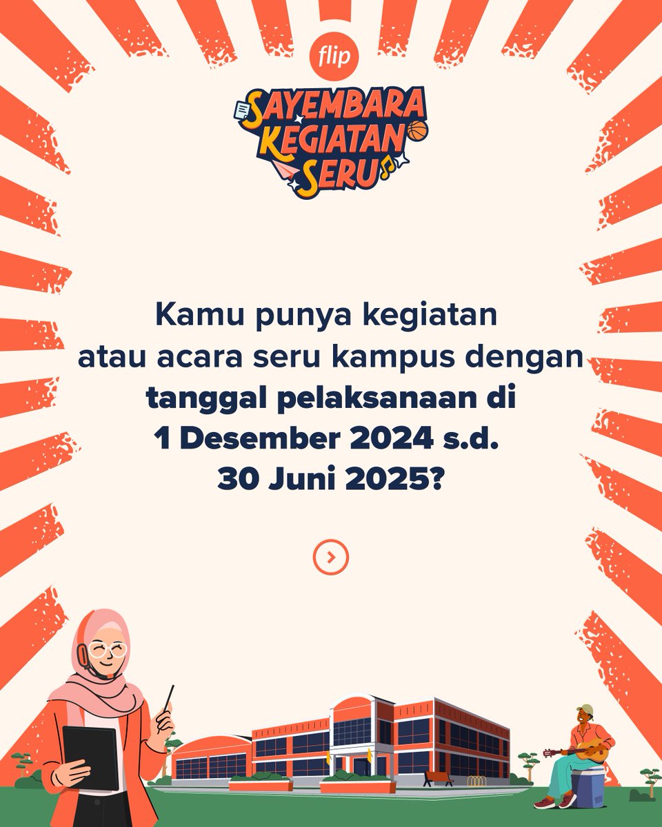 flip_id's tweet photo. (con't) Yuk, langsung aja daftar #FlipSKS untuk wujudkan kegiatan serumu. Ada total 300 juta untuk 3 proposal kegiatan paling seru dari MinFlip, pendaftaran ditutup 5 November 2024 di https://t.co/TmhpL6gyBj ya!
#BanggaJadiHemat #FlipID #FlipSKS https://t.co/SQZJcehNN1