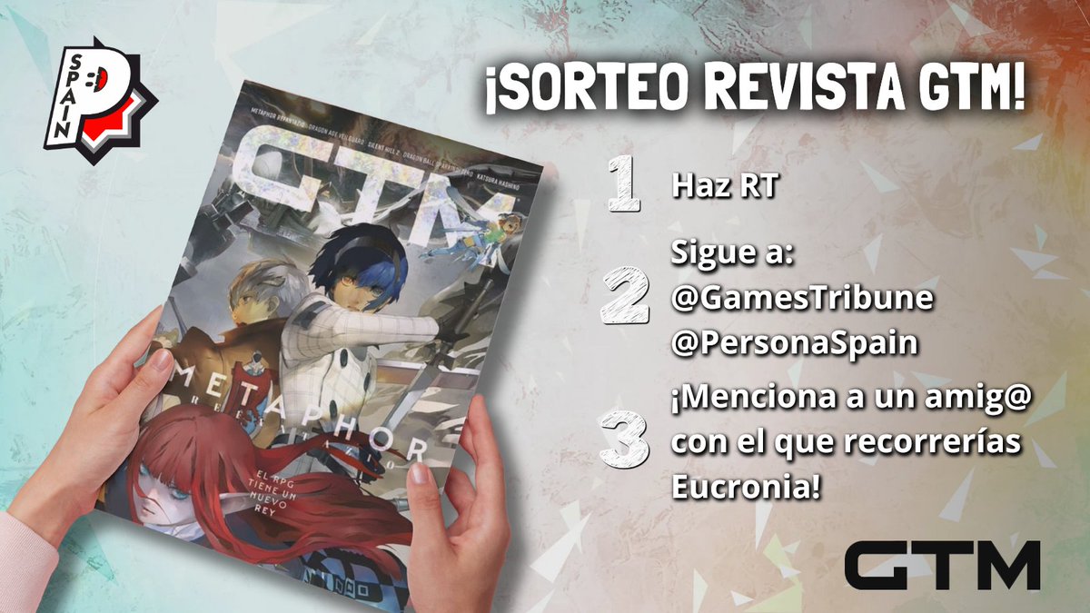 ✨SORTEO✨
¡Gana esta revista GTM con portada de Metaphor: Refantazio!

🤩¡Es una edición limitada MAGLA con efecto holográfico!

1⃣Haz RT
2⃣Sigue a @gamestribune &amp; <a href="/PersonaSpain/">Persona Spain</a>
3⃣¡Menciona a un amig@ con el que recorrerías Eucronia!

🗓️Fin 4/11/2024 - Válido para Península