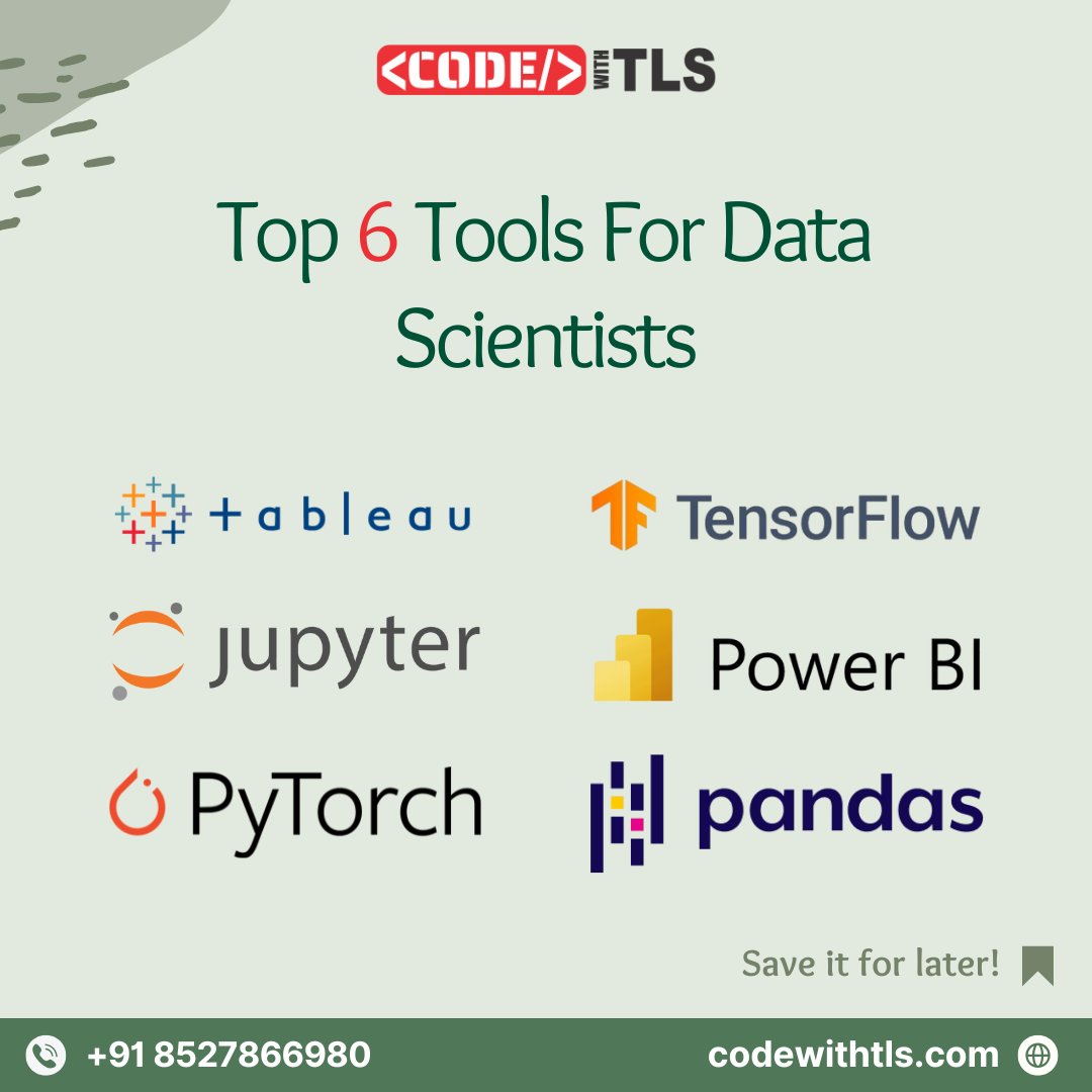 codewithtls's tweet photo. "Master data science with these top 6 tools! From wrangling to ML, boost your workflow! @codewithtls 

call us : 8527866980
https://t.co/moo86icx9i
#DataScience #Analytics #BigData #ToolsForDataScientists #DataDriven #CodewithTls #CodingTools #Codertools https://t.co/e3Djs3F48g