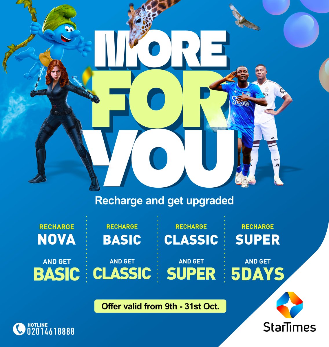 StarTimes_Ng's tweet image. It is 3 Days to the end of the Upgrade Promo!

Recharge for 1 month on your current bouquet and get upgraded to the higher bouquet to enjoy loads of entertainment.

If you are on Super Bouquet, you get 5 days free!!

Terms and Conditions Apply.

#upgradeoffer