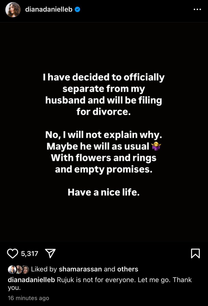 Diana Danielle bercerai? kali kedua?