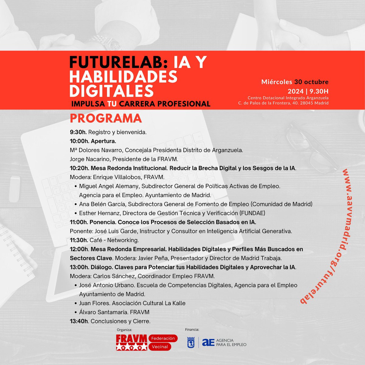 EmpleoFRAVM's tweet image. 📣  La importancia de las #CompetenciasDigitales para el desarrollo profesional, nos lo cuentan de tú a tú. ✔️Apúntate a #FutureLab, que se acaban las plazas‼️ 

ℹ️ Inscripciones 👉🏽 forms.gle/fhtgTHVH9QU2Qk… 

🌐 Web: aavvmadrid.org/futurelab/

#ApoyoEmpleoMadrid