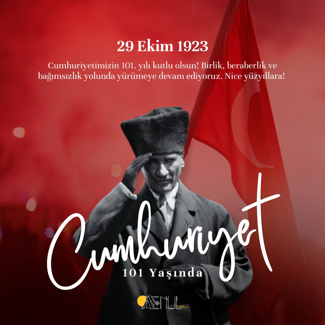 EnlilYapi's tweet photo. Cumhuriyetimizin 101. yılı kutlu olsun! Atatürk’ün bize miras bıraktığı özgürlük ve bağımsızlık ruhunu her daim yaşatacağız. Birlik ve beraberlikle nice yüzyıllara! 🇹🇷 #Cumhuriyet101 #29Ekim #Türkiye https://t.co/SOALK6A7x8