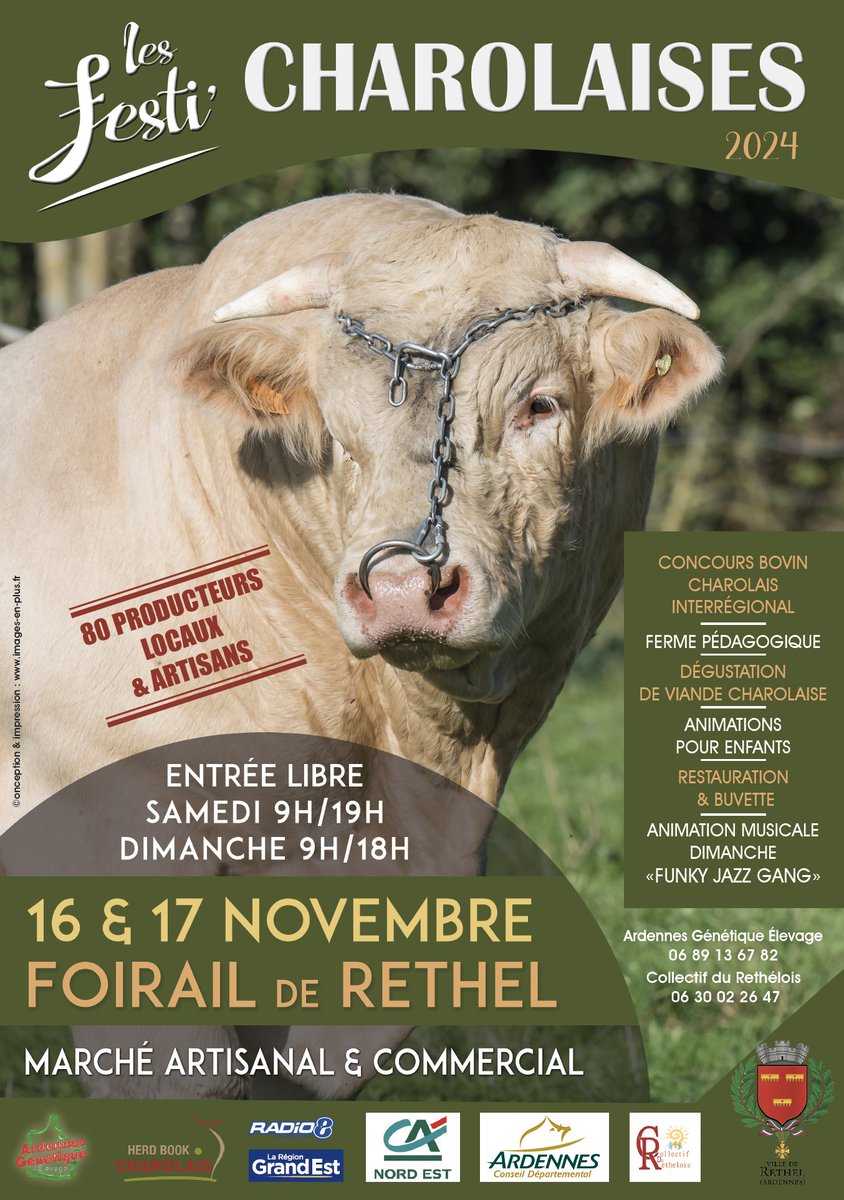 La CAJ sera présente aux Festi' Charolaises les 16 et 17 Novembre à #Rethel.  
Venez nous rencontrer sur notre stand! 🐮 #ardennes
