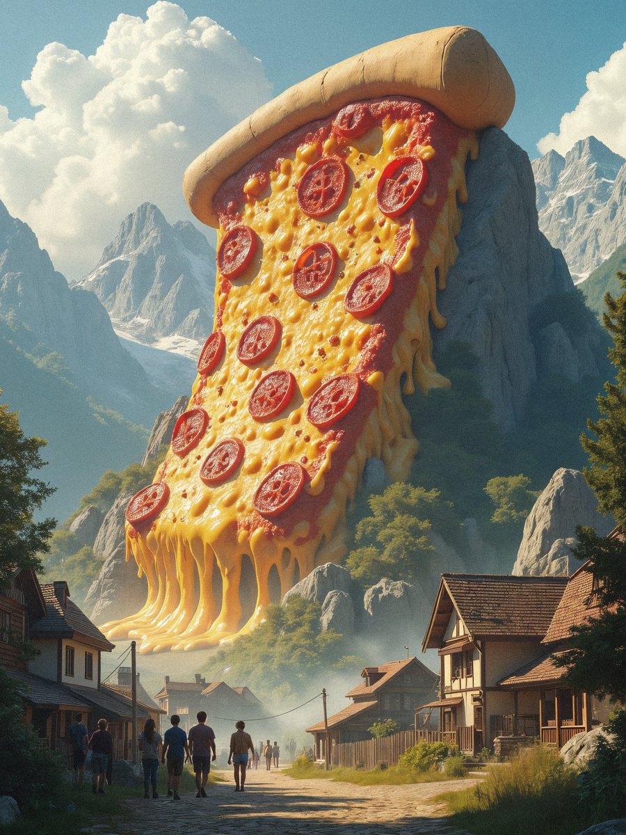 perkdidit's tweet photo. "When your pizza cravings get way out of hand 😳🍕"
generated with @mindtown_ai 
#GiantPizza https://t.co/ULpEqD21ex