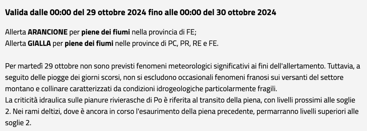 📌 INFO #AllertaMeteoER 152/2024 valida dal 29/10/2024: criticità idraulica. 
➡️bit.ly/4e9UJyW