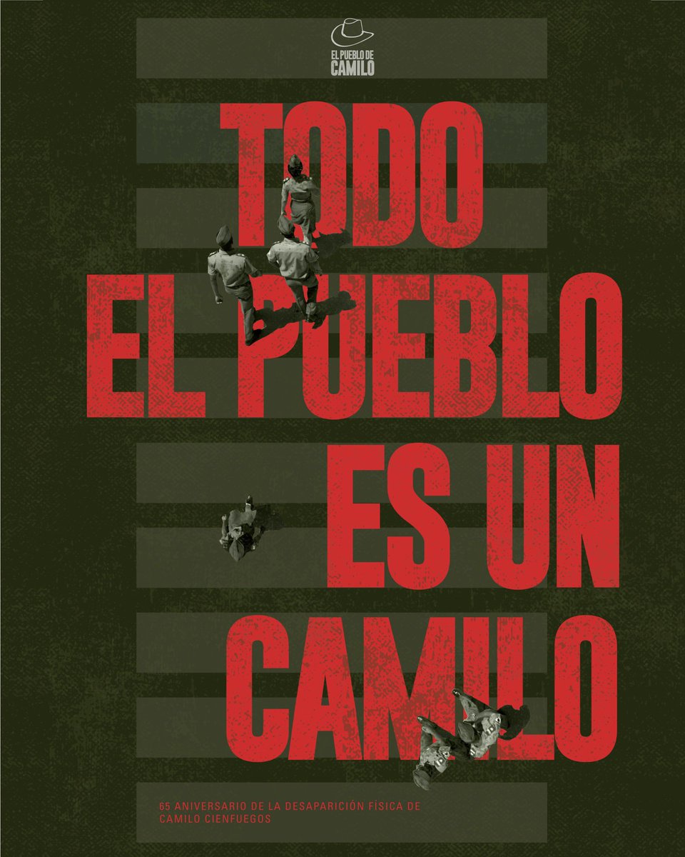 Marcharemos este 28 de Octubre, en el hermoso homenaje que cada año rinde a su Héroe #ElPuebloDeCamilo, porque su cuerpo desapareció en el mar hace 65 años, pero su patriotismo, su afán justiciero, su lealtad absoluta a la #Revolución y a Fidel son patrimonio nacional.