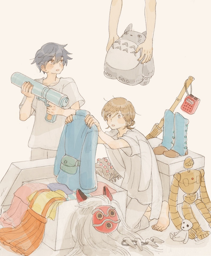 dngr528's tweet photo. アニメの服と小物がいっぱい降りてきて、二人で同じ作品の服を着るとそれに関連した食べ物が降りてくるという設定です。。
でもニシくんちはテレビないから服みてもあんまりピンとこないかも
ヒガシくんはめっちゃ見てごはん憧れてそう https://t.co/s4CD6ZnpsH