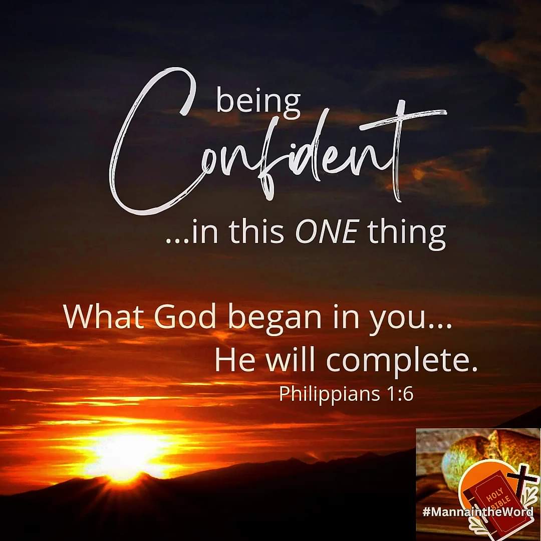 togethernprayer's tweet photo. Manna in the Word:
What He started He finishes
...
Coming to salvation through Jesus Christ and the Cross is just the beginning.

#MannaintheWord 
#God #confidence 
#Jesus #JesusChrist 
#HolySpirit #presenceofGod 
#persist #persistinfaith 

https://t.co/WvuVmfnDxp https://t.co/rLM7zvk4JC