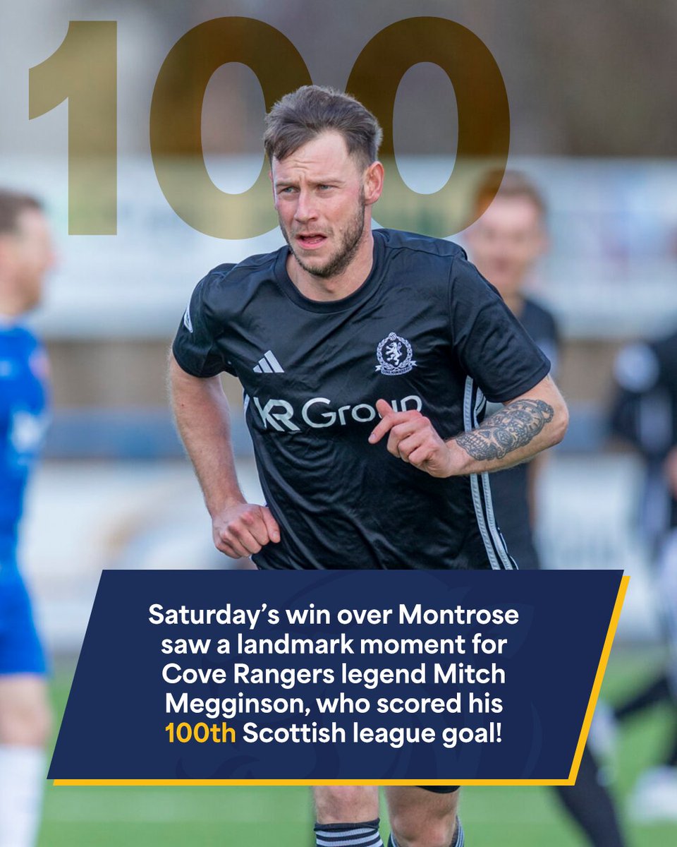 spfl's tweet image. A landmark moment for a lower league icon! 🫡

💯 Scottish league goals for @CoveRangersFC hero Mitch Megginson