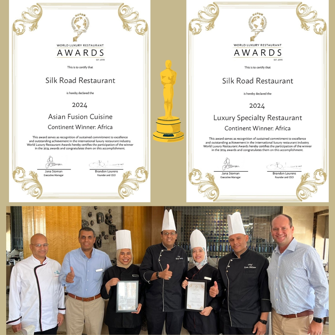 Our Asian Restaurant Silk Road has received two prestigious awards at the 
🪘2024 World Luxury Restaurant Awards! 🪘

Asian Fusion Cuisine - Continent Winner: Africa 2024

Luxury Specialty Restaurant – Continent Winner: Africa 2024