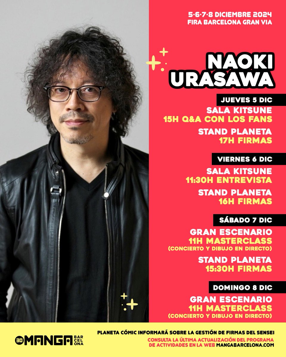 𝗟𝗹𝗲𝗴𝗮 𝗲𝗹 𝗺𝗮𝗲𝘀𝘁𝗿𝗼 🛐✨

Consulta la agenda de actividades de 𝗡𝗮𝗼𝗸𝗶 𝗨𝗿𝗮𝘀𝗮𝘄𝗮 <a href="/urasawa_naoki/">浦沢直樹_Naoki Urasawa公式情報</a>  y no te pierdas esta cita con la historia del manga📅👀. @planetadcomic informará sobre la mecánica del  sorteo de firmas próximamente ✍️
