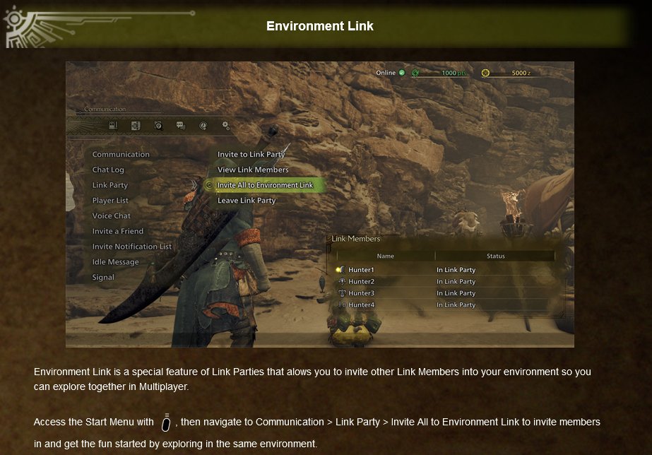 Oceaniz96's tweet image. Ooooh if you make a Link Party (basically just your close hunting group) you can freely explore the world map together, thats awesome