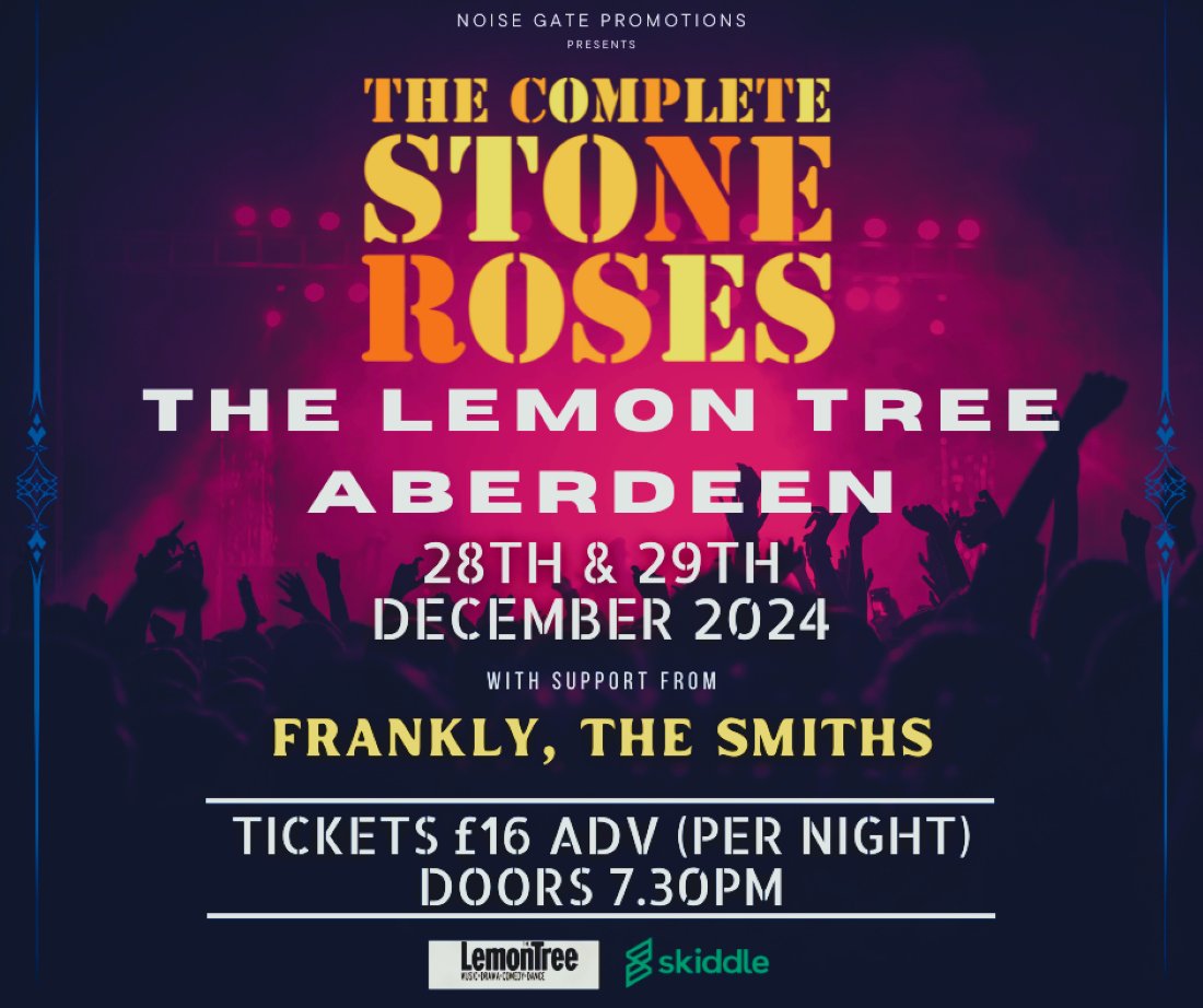 Frankly The Smiths (@franklythesmith) on Twitter photo ABERDEEN! 28th & 29th December.
We truly cannot wait to return to Aberdeen this December with The Complete Stone Roses
Tickets ⬇
skiddle.com/whats-on/Aberd…
#thesmiths #stoneroses #aberdeen <a href="/thecompletes/">COMPLETE STONE ROSES</a> ABERDEEN! 28th & 29th December.
We truly cannot wait to return to Aberdeen this December with The Complete Stone Roses
Tickets ⬇
skiddle.com/whats-on/Aberd…
#thesmiths #stoneroses #aberdeen <a href="/thecompletes/">COMPLETE STONE ROSES</a>