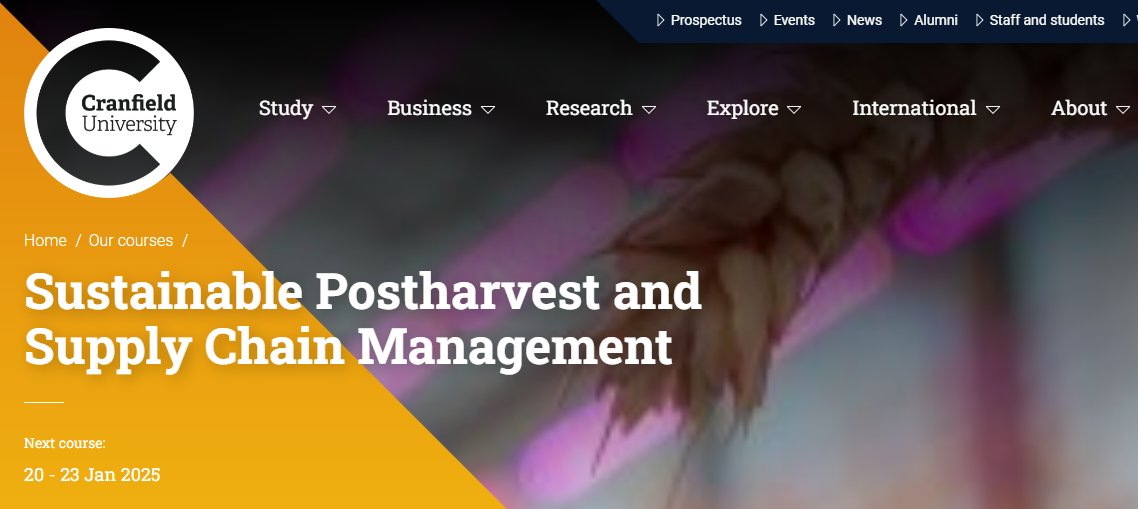 💡🍏Do you want to plan and implement sustainable solutions in the fresh produce supply chain through innovative #postharvest technology, #businessmanagement, and #energy approaches? This course is for you!!

🕘20-23 Jan 2025
📍<a href="/CranfieldUni/">Cranfield University</a> 

More info ⬇️ cranfield.ac.uk/courses/short/…