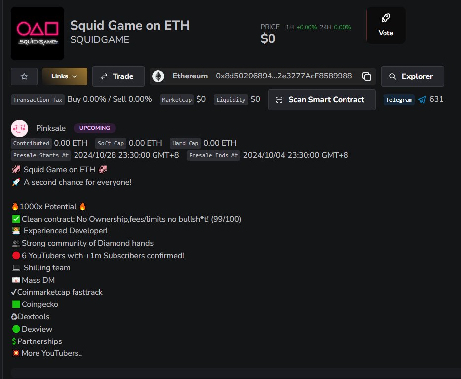 Squid Game on ETH tweet media