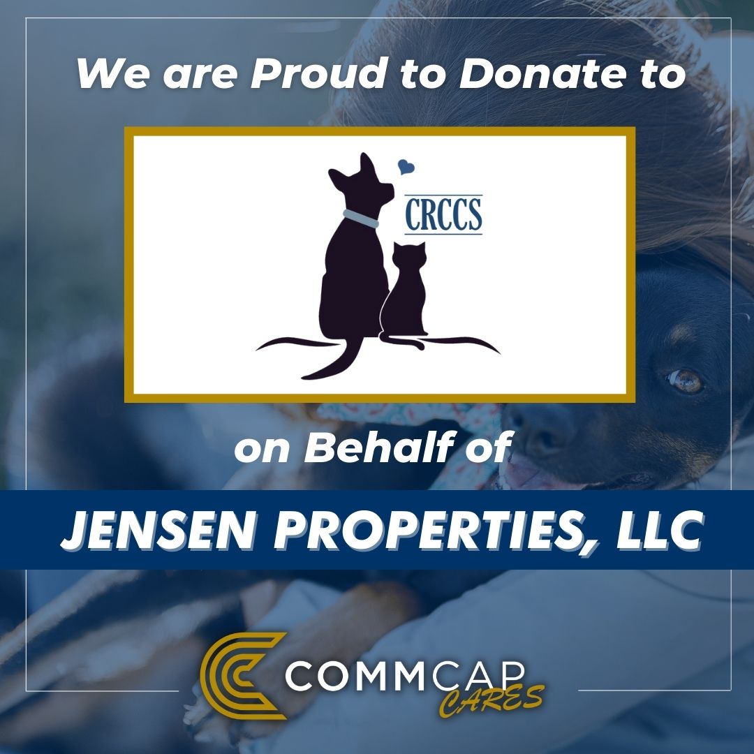 CommCapAdvisors's tweet photo. On behalf of Jensen Properties, LLC, CommCap Advisors is pleased to make a donation to Canine Rehabilitation Center and Cat Sanctuary (CRCCS) through our CommCap Cares initiative.

Learn more at: https://t.co/IK3IRvvWPf ❤️ 
#commcap #commcapcares #cre #giveback https://t.co/SEIoHaWJdM