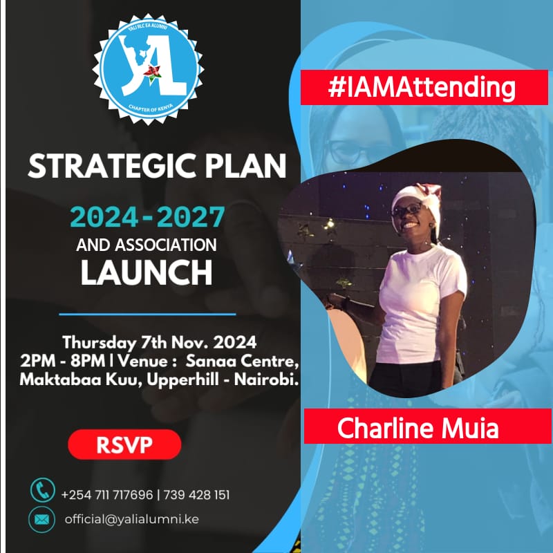 🚀 The countdown is on! 

We’re just under two weeks away from the Grand Launch of the YALI RLC-EA Alumni Association of Kenya Strategic Plan 2024-2027. 

🗓️ Nov. 7th
📍Sanaa Centre, Maktabaa Kuu Tower, Upperhill

RSVP  👇 
shorturl.at/xSCHD

#DrivingChangeAcrossAfrica.
