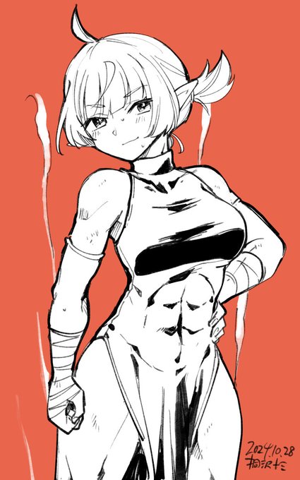 南さん(@NUMB373)の「国境の勇者エコー」のエコーさんです。こう見えてエルフです。パワー! #日刊桐沢 