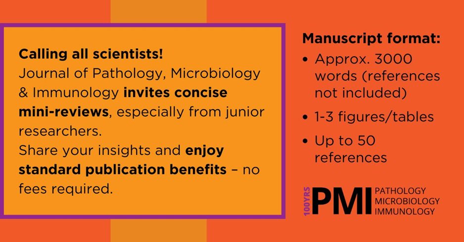 Did you know you can submit mini-reviews to the PMI Journal? These concise articles summarize emerging fields and are accessible to non-specialists. We encourage junior scientists to contribute!
Submit here: apmis.org/call-for-paper/
Explore an example here: onlinelibrary.wiley.com/doi/10.1111/ap…