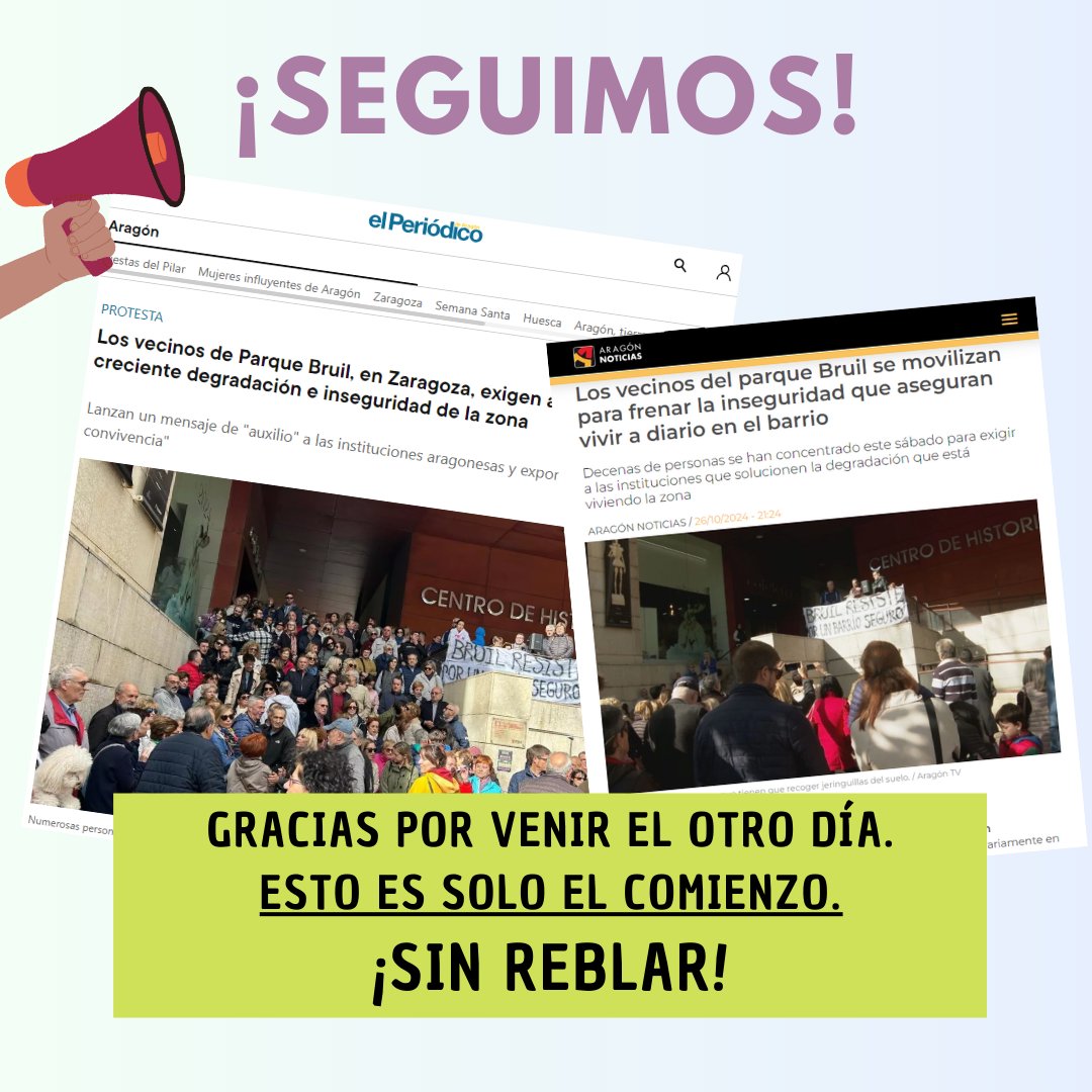 ColectivoBruil's tweet photo. Agradecidos por los medios que nos dieron voz en la concentración 📰, aunque nos preguntamos: ¿por qué otros ni siquiera nos mencionan? 🤔

La respuesta vecinal fue un éxito y esto es solo el principio. ¡No vamos a parar hasta lograr un Parque Bruil digno!  #Bruilresiste https://t.co/J1OcK5Afwe