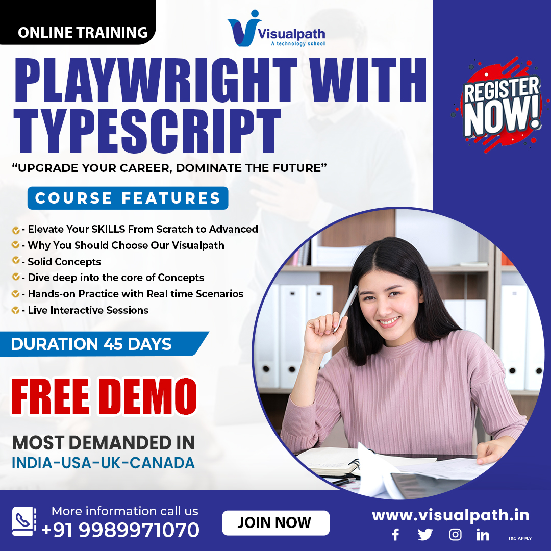 Madhavi_12345's tweet image. @VisualpathPro  offers #playwrightautomation Training. Call at+91-9989971070.
Visit Blog: visualpathblogs.com
WhatsApp: whatsapp.com/catalog/919989…
Visit: visualpath.in/online-playwri…

#PlaywrightJS #selenium #testing #testautomation #Appium #Puppeteer #Cucumber  #corporatetraining
