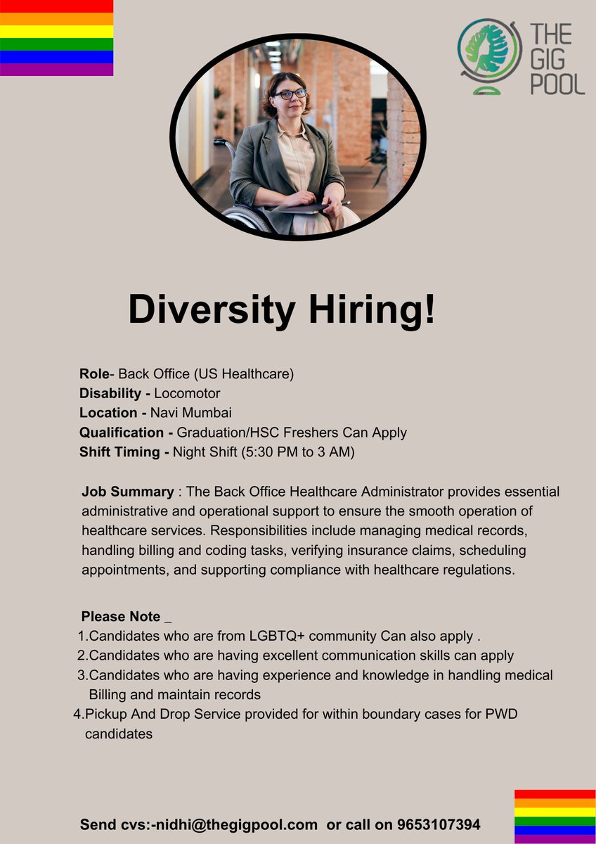 PoolGig's tweet image. #LGBTQIAcandidates #backofficework #inboundvoiceprocess #lgbtqcommunitymumbai
we are hiring!