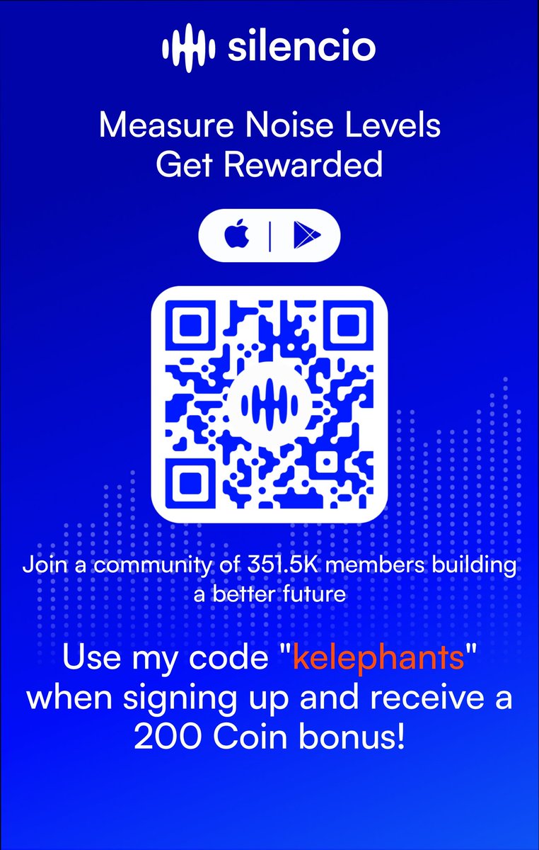 kell__s's tweet image. 🌎 Hey there! Join the Silencio community and get rewarded for your data.
🔒 It's anonymous

📱 Download now:
🍏 iOS: apps.apple.com/us/app/silenci…
🤖 Android: play.google.com/store/apps/det…

🔑 Use my invitation code "kelephants" when signing up and instantly receive a 200 Coin bonus! 💰
