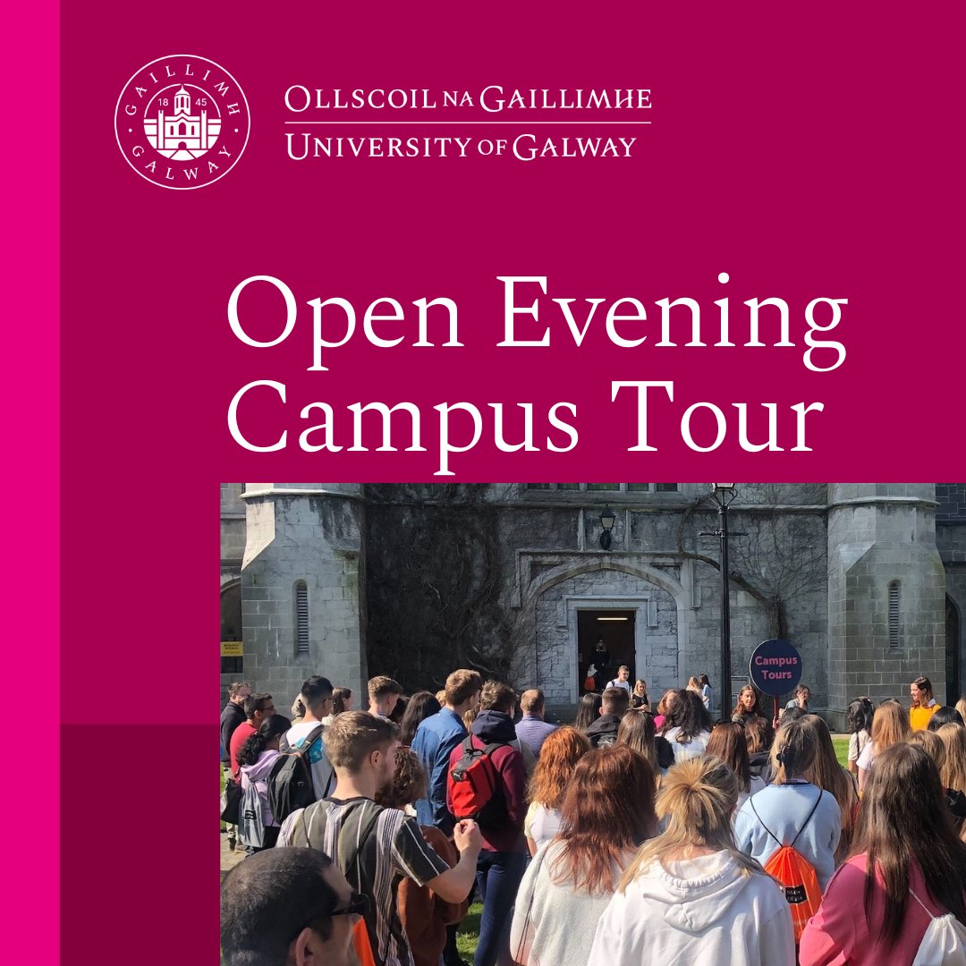 uniofgalway's tweet image. Be sure to join our campus tour taking place at 5pm from outside Áras na Mac Léinn at our Find Your Masters (Open Evening) on Tuesday 12th November. 💡

Register here: ticketsource.eu/universityofga…

#UniversityofGalway #CampusTour #FindYourMasters #OpenEvening #Postgraduate