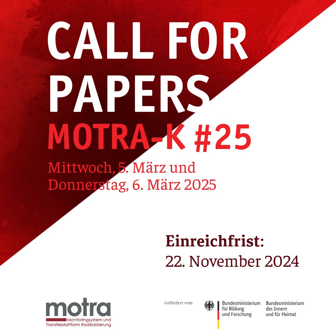 📢Call for Papers⏳Am 5. und 6. März 2025 findet die nächste #MOTRAK25 in Wiesbaden statt! Ab heute und bis zum 22. November können Abstracts für Vorträge (auch zu Praxisprojekten) und Posterstände eingreicht werden! Hier gehts zum CfP ➡️motra.info/wp-content/upl…