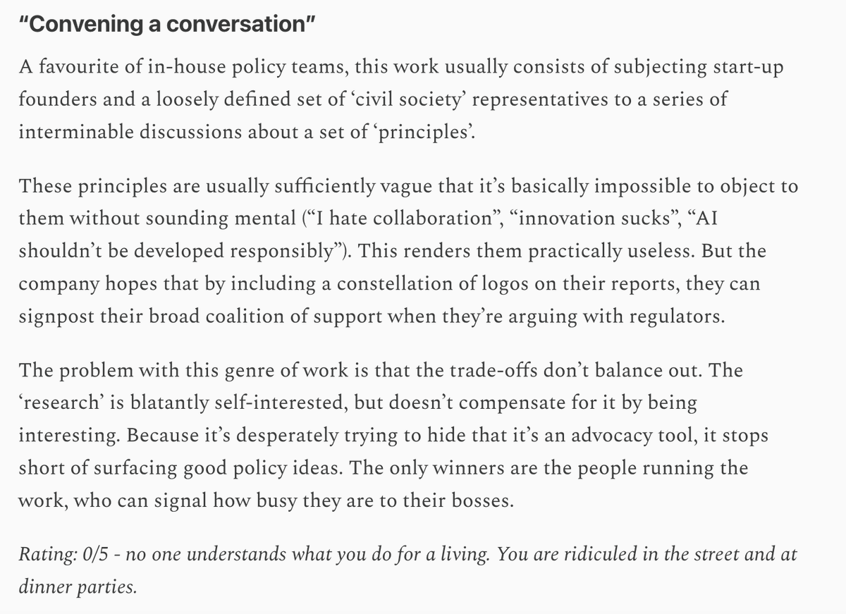 We walk through a few different examples in the piece. But far too much effort is expended on work that has little to no bite