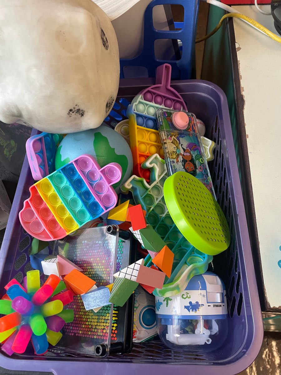 msreber's tweet photo. @MattRKay My fidgets bin salutes yours from across town. It’s been a post-pandemic must and very popular in the phone-free days of 2024! I know it’s working for the kids when students I don’t teach stop by before tests or presentations… https://t.co/PhxaxKbhXn