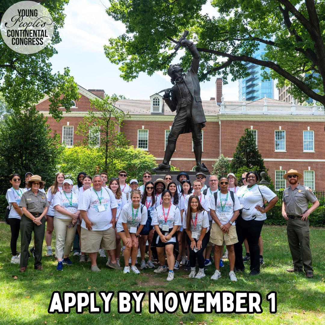 Applications for the 2025 Young People's Continental Congress are due THIS Friday, November 1! Join NHD and Carpenters' Hall in Philadelphia next July to study America's founding era and its legacy today.

Head to nhd.org/programs to learn more and apply by the deadline.