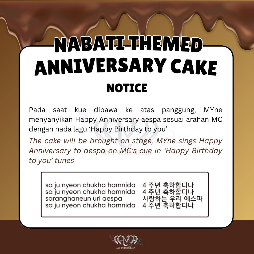 [FANPROJECT #4 - SPECIAL PROJECT 'NABATI THEMED ANNIVERSARY CAKE']

17 November 2020, aespa melakukan debut mereka dengan lagu berjudul Black Mamba. Seiring waktu berjalan, pada tahun ke-4 aespa sukses bersinar di segala penjuru dunia. 

Di tahun ke-4 aespa ini, ada yang spesial