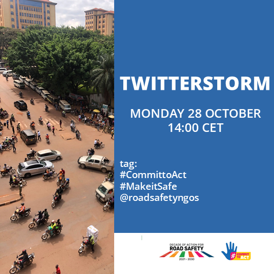 RoadSafetyNGOs's tweet image. One hour until our Twitterstorm. Raise your voice with us!
Post tagging #CommittoAct, #MakeitSafe and @roadsafetyngos.