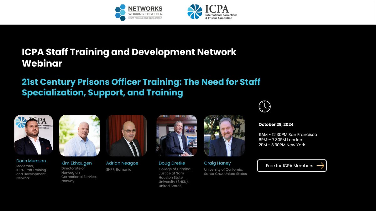 icpaadvancing's tweet photo. 📢  Starting tomorrow - a webinar on the crucial role of prison officers and their professional development! Register now: https://t.co/CJy89d1atI! Free for ICPA members! #CorrectionalServices #PrisonReform #ProfessionalDevelopment #ICPA https://t.co/PDsAf6kZAf