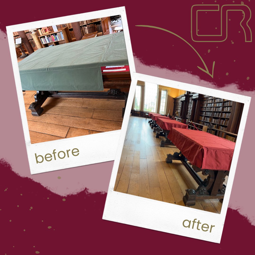 We recently provided new protective display case covers for an Oxford College library for ones which fitted better &amp; were made from soft, fire-retardant material capable of blocking harmful light. #conservation #library #culturalheritage #preservation