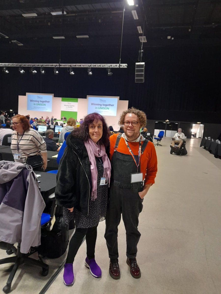 SomersetUNISON's tweet photo. Our Branch Secretary Micheál and Joint Disabled Members Officer Carole are currently in Brighton representing the branch at UNISON’s National Disabled Members Conference https://t.co/RwaVmwD0Gp