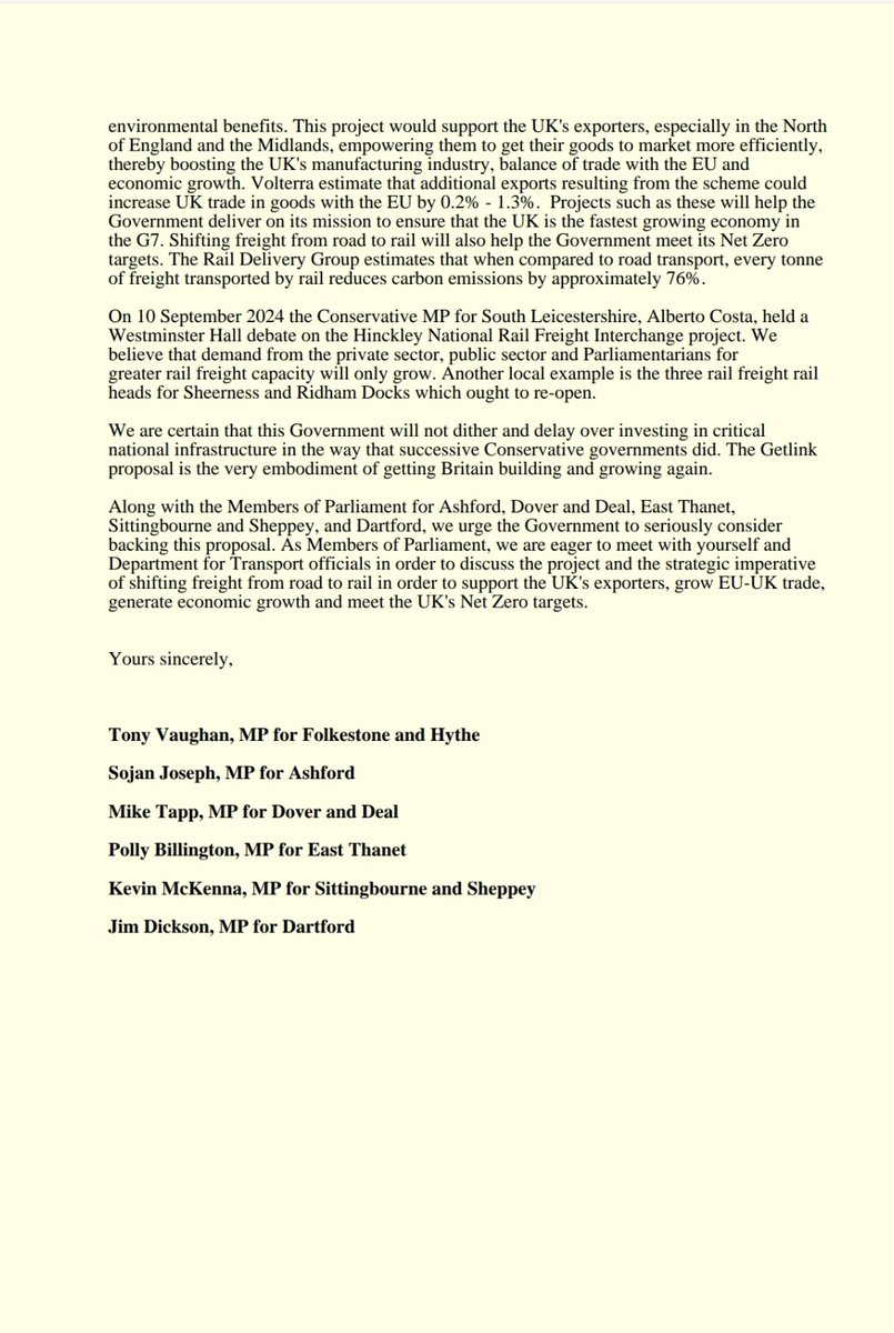 More goods should be moved by rail in the UK.

Together with other Kent MPs, I have written to the Rail Minister asking the Government to back investment in freight infrastructure to unblock Kent’s roads, reduce emissions and increase trade.