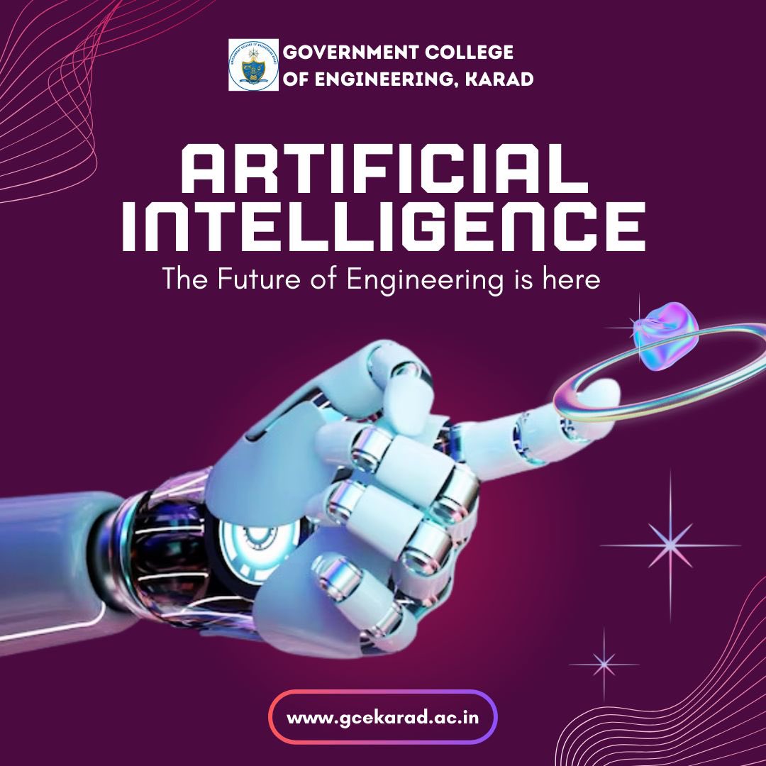 GceKarad's tweet photo. The engineering field is expected to see transformative advancements in technology, materials, and methodologies that will significantly impact the world.

GCE, Karad has recently launched a Center of Excellence in the AI field which will help students have a brighter future. https://t.co/9K6Zm6apni