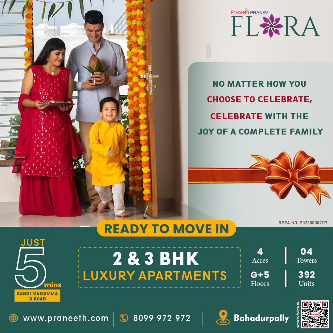 praneethgroup's tweet image. No matter how you choose to celebrate, Celebrate with the joy of a complete family at Praneeth Pranav Flora.

🌐 : praneeth.com/praneethpranav…
☎️ : +91 8099972972
.
.
.
.
.
.
#PraneethGroup #PraneethPranavFlora #2bhkflats #3bhkflats #relestate #realestatehyderabad #luxuryapartments