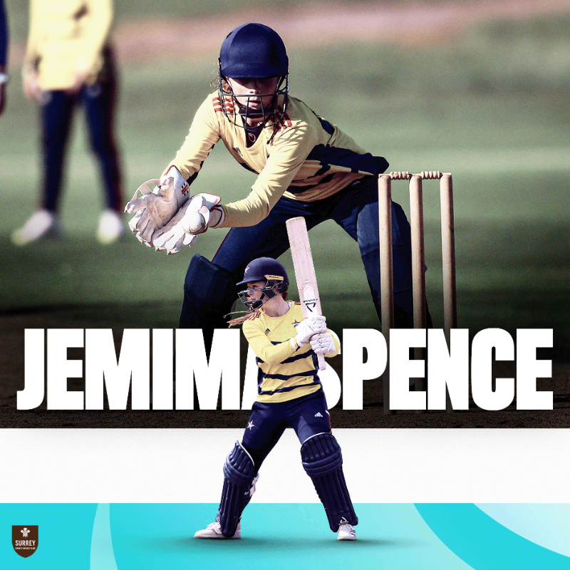 surreycricket's tweet photo. Four sign for Surrey from 2025 ✍️🪶

Priyanaz Chatterji, Charlotte Lambert, Bethan Miles, and Jemima Spence will be wearing Surrey colours next season 👏

This move brings the number of players contracted by the Three Feathers for next year to 18!

🤎 | #SurreyCricket