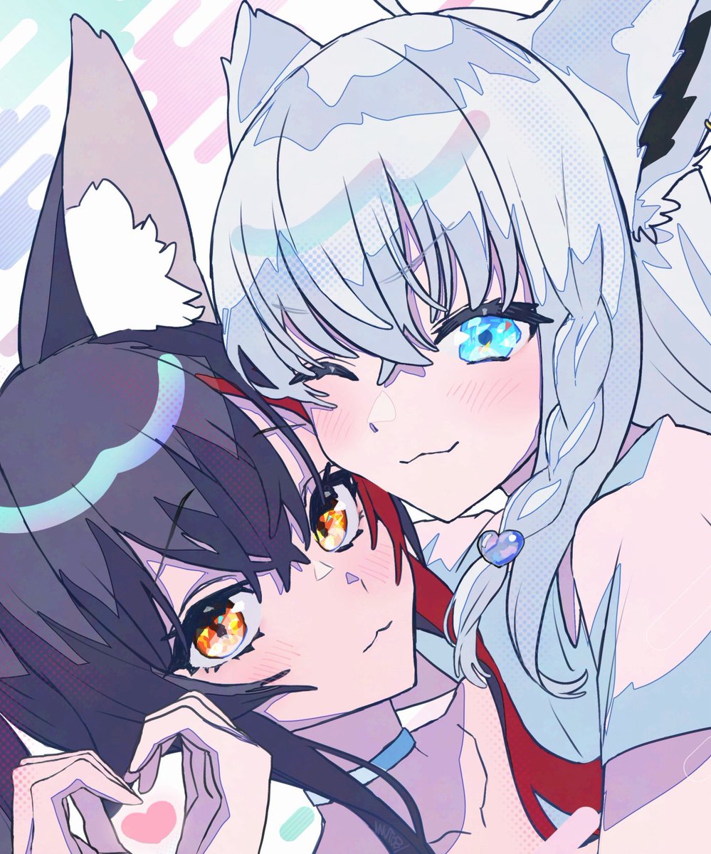 フブキ「「ミオは渡さんぞーっ」の気持ちのときのフブちゃんとそう思われることがまんざらでも」|🐅𝙋𝘼𝙄𝙎𝙃𝙀𝙉 🐅のイラスト