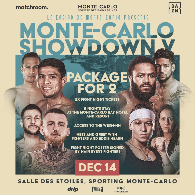 MatchroomBoxing's tweet photo. Do Monte-Carlo in style with our hotel package for two 🎲
Available for purchase now through @stagefrontvip ⤵️ #AkhmadalievEspinoza #StageFront #StageFrontVIP