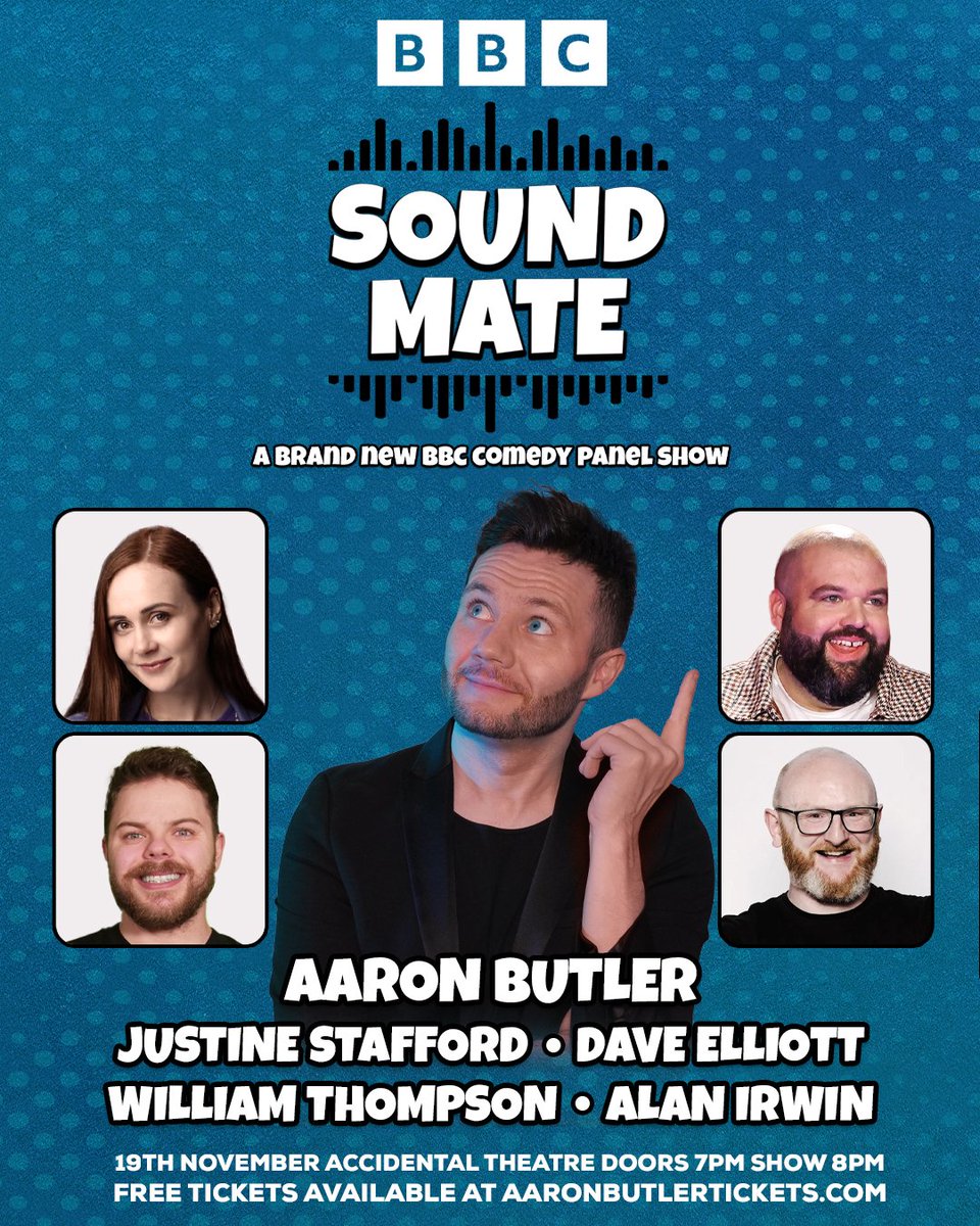 📣 BIG NEWS! I'm thrilled to introduce our brand new panel show with the BBC: "Sound Mate!" 🎤

Join us on November 19th at the Accidental Theatre in Belfast for a night full of laughter and fun! 😄

🎟️ Tickets are FREE, So don’t wait!

accidentaltheatre.co.uk/box-office/sou…