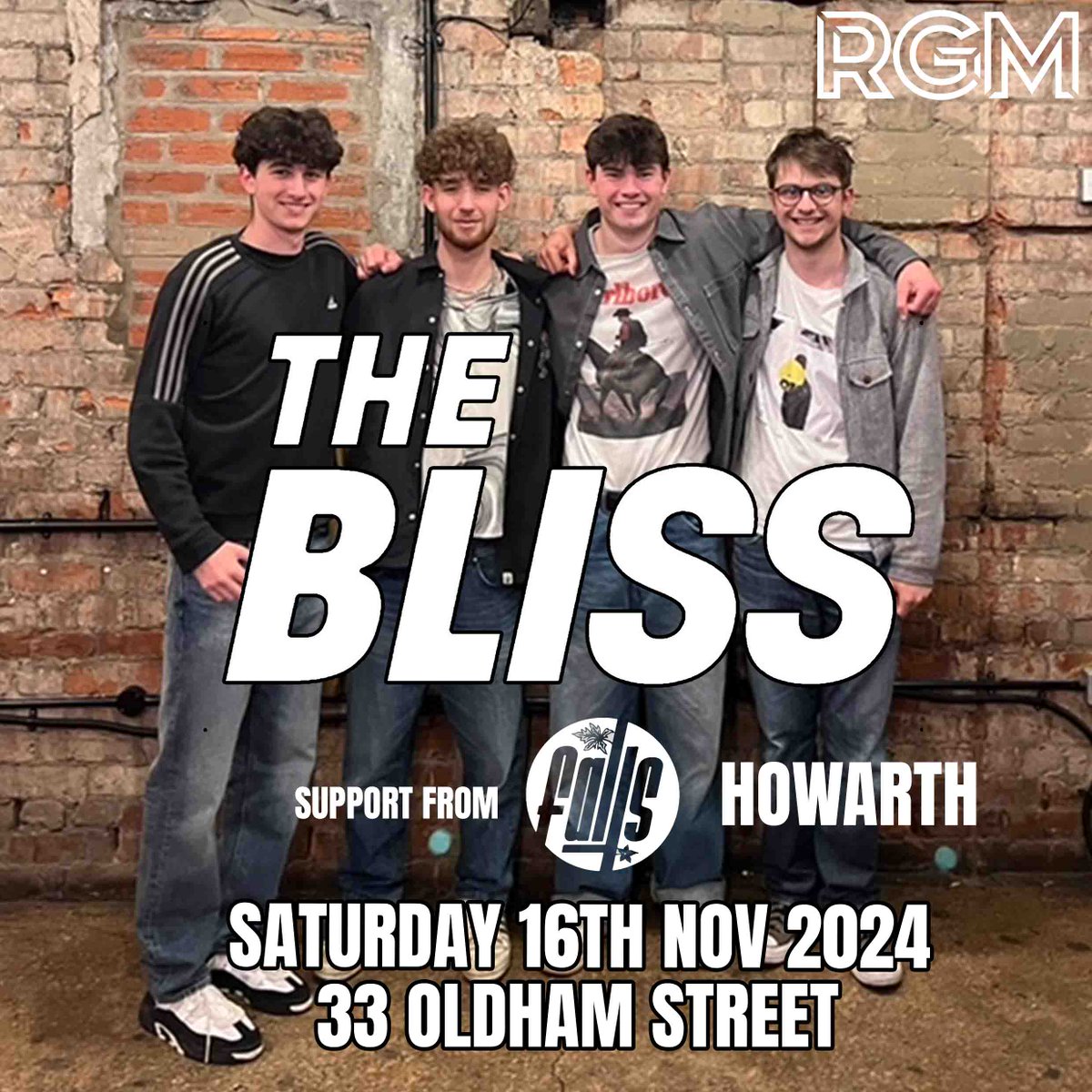 🎙️ RGM LIVE 🎙️

🎉 THE BEST NEW BANDS IN MANCHESTER 🎉

16th November 2024 <a href="/33OldhamStreet/">33 Oldham Street</a>

<a href="/TheBlissUk/">The Bliss</a> // <a href="/thefallsband_/">TheFallsBand</a> // <a href="/howarthuk/">HOWARTH</a>

🔗 rgm.press/buy-tickets-fo…

#RGM #Manchester #RGMLIVE