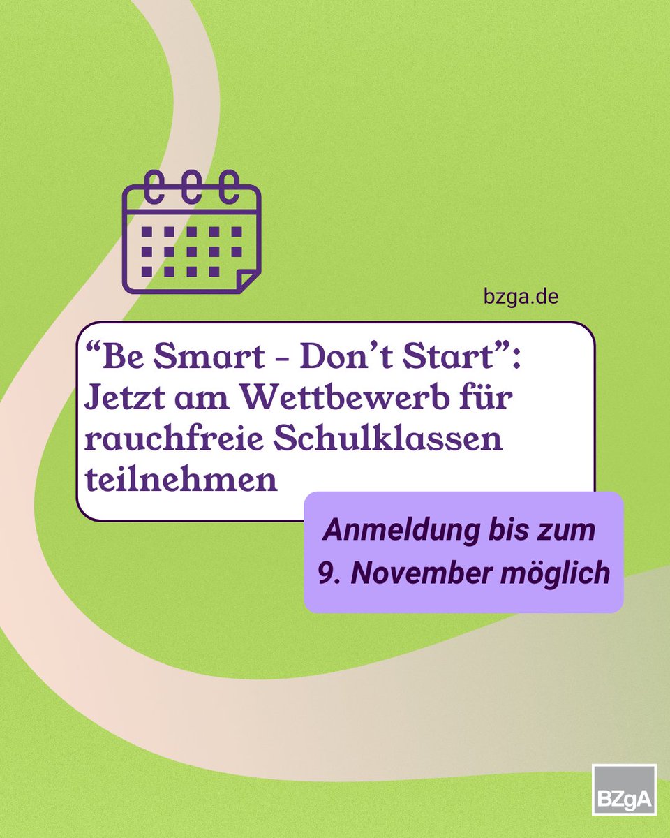 bioeg_de's tweet image. Wettbewerb „Be Smart – Don‘t Start“ für rauchfreie Schulklassen geht wieder los. Unter allen teilnehmenden Klassen wird ein Hauptpreis in Höhe von 5000€ verlost! Jetzt mit der ganzen Klasse bis 9.11. anmelden &amp;amp; rauchfrei bleiben: besmart.info/anmelden/  #Twitterlehrerzimmer