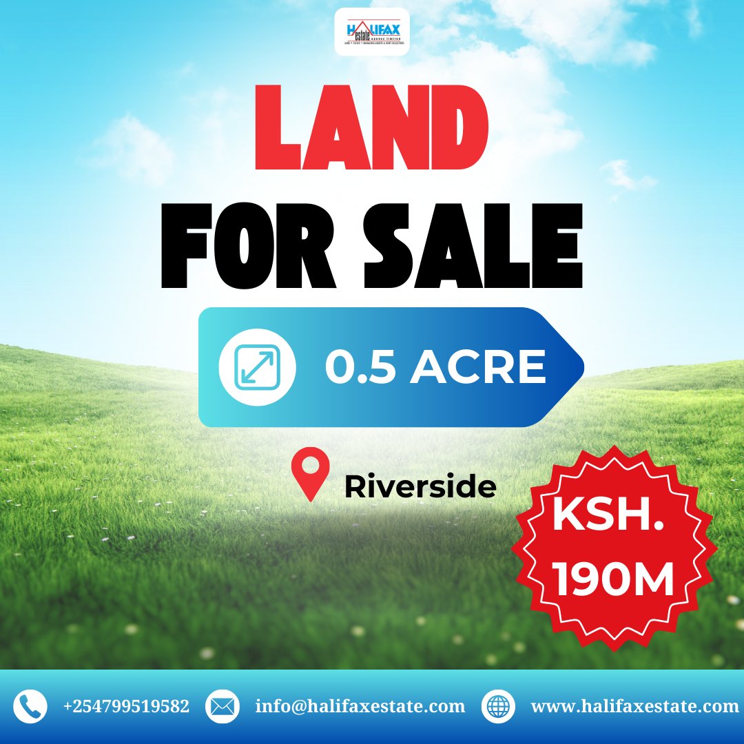 dev_octocore's tweet image. This prime 0.5-acre plot is for sale in Riverside, Nairobi. It is ideal for investors seeking a prestigious location with excellent potential.

For more information call us at 0799519582 or email us on info@halifaxestate.com

#RiversideNairobi #LandForSale #PrimeLocation…